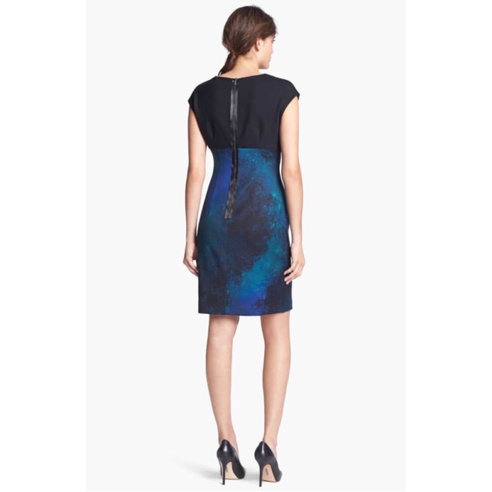Elite tahari Kyler black blue sheath dress sz 4 - Picture 2 of 8